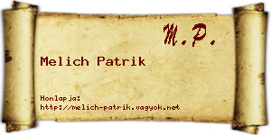 Melich Patrik névjegykártya